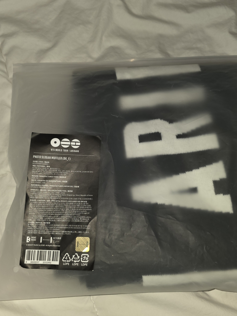 BTS Photo Slogan Muffler Scarf OFFICIAL Merch
